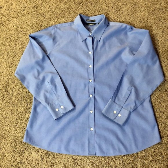 Eddie Bauer Wrinkle Resistant Blouse Womens XL Used Blue - Picture 11 of 12